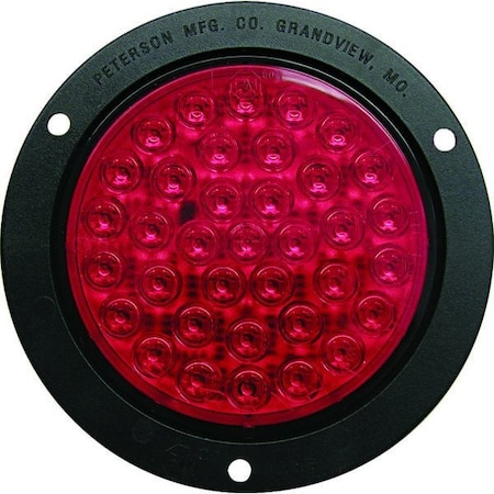 Peterson Lamp, Led S/T/T, 4 In. Round S/T/T, Red W/ Flange, Mfg Pack M418R